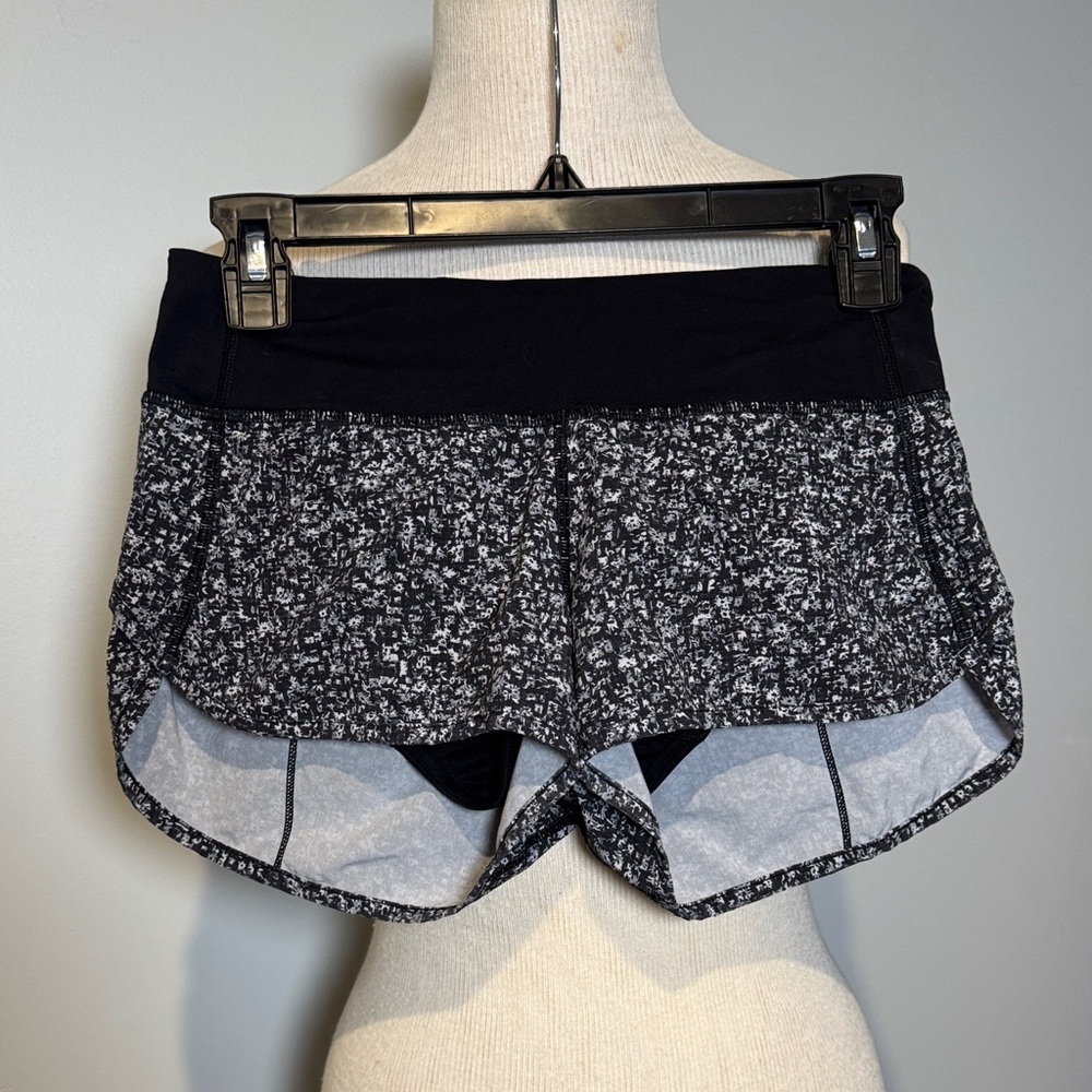 lululemon athletica Black and White Patterned Athletic Shorts
